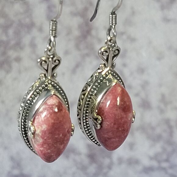 Norwegian Thulite Dangling Earrings - Picture 10 of 13